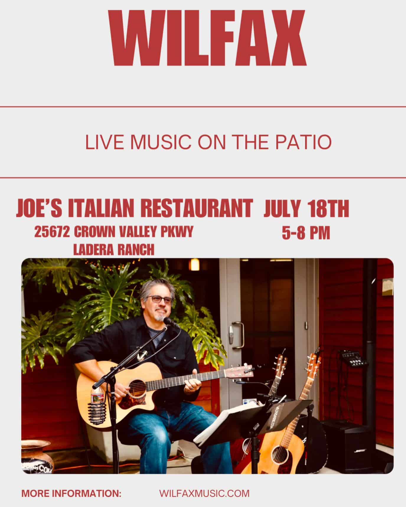 WILFIX on the Patio Joe's Italian Restaurant and Bar